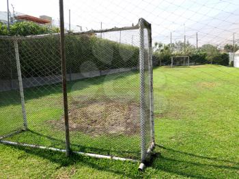 Empty soccer field in the mountains