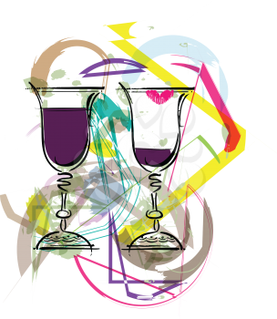 Glasses of wine illustration