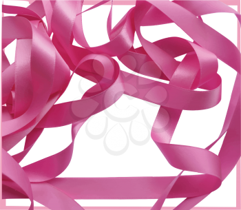 Pink ribbon over white background, design element. Vector illustration