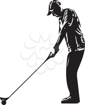 Man playing golf abstract illustration