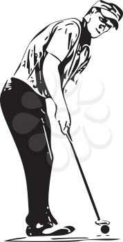 Man playing golf abstract illustration