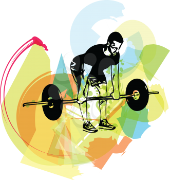 weightlift workout at the gym with barbell vector illustration