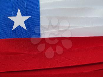 Chile flag or banner made with red, blue and white ribbons