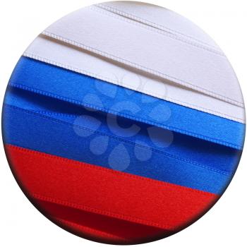 Russia flag or banner made with red, blue and white ribbons