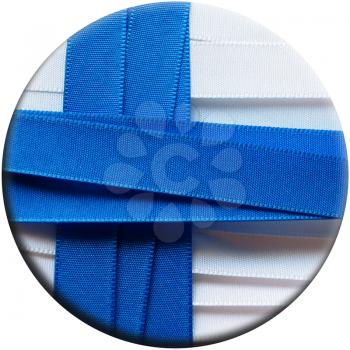 Finland flag or banner made with white and red ribbons