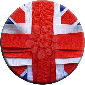 United Kingdom flag or banner made with blue, red and white ribbons