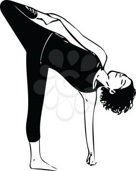 Abstract illustration of Beautiful sporty fit yogini woman practices yoga