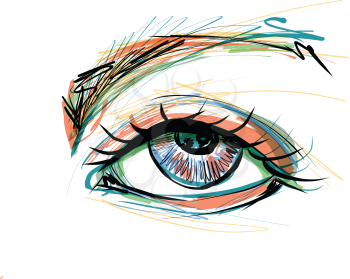 Sketch of Beautiful eye with long eyelashes