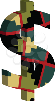 Colorful three-dimensional DOLLAR Symbol