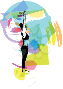 Abstract illustration of Beautiful sporty fit yogini woman practices yoga