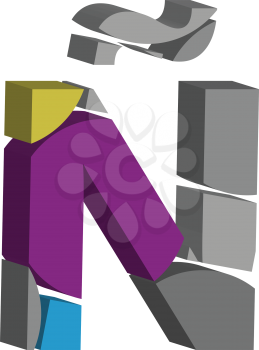 Colorful three-dimensional font letter N