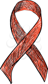 red ribbon aids awareness isolated on white background. Vector Illustration