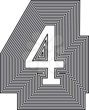 Number 4  Line Logo Icon Design - Vector Illustration