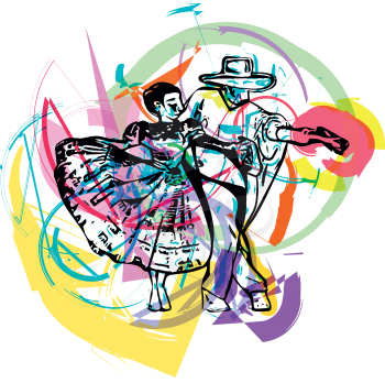 Illustration of Couple dancing. Vector Illustration