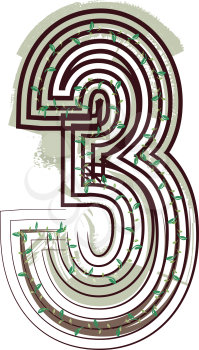 Number 3  Eco Logo Icon Design - Vector Illustration
