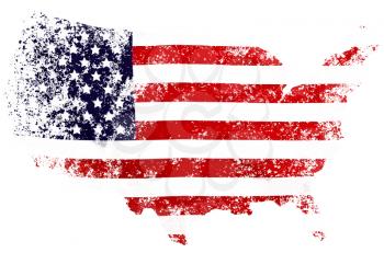 scratched USA Flag in the form of maps of the United States on a white background