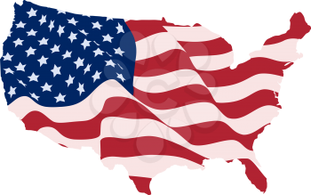 USA Flag in the form of maps of the United States on a white background
