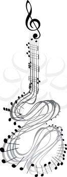 abstract image of musical notes resembling in the form of a guitar