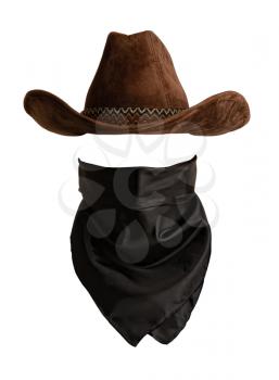 Classic cowboy hat and bandanna pattern with empty space to insert face