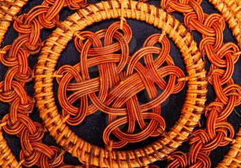 beautiful pattern woven from straw close up