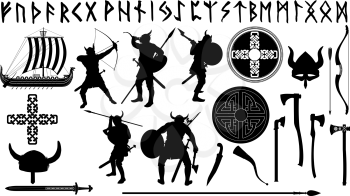 a large set of Vikings with their weapons and related items