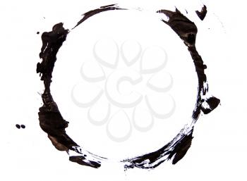 spot of black blot of paint in the shape of a circle on a white background