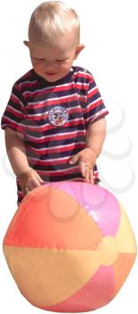 Royalty Free Photo of an Infant Child Playing With a Beach Ball 