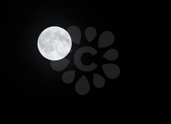A full moon on a dark night sky.