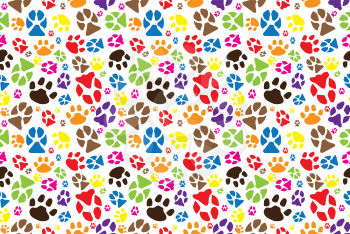 JPG color illustration of animal paw seamless tile. 