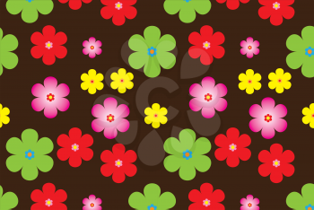 Retro seamless floral background with brown background.