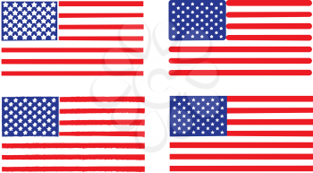 Various set of USA flags.