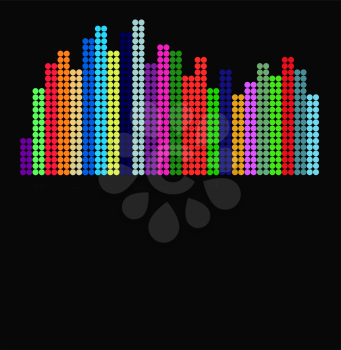 Colorful equalizer with reflection on a black background.
