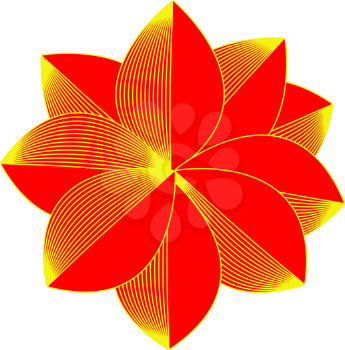 Simple retro red and yellow bloom vector on white background.