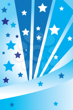 Vector illustration of abstract blue background with white stars.