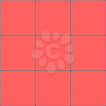 Salmon color square tiles with black joints, seamless abstract background illustration.