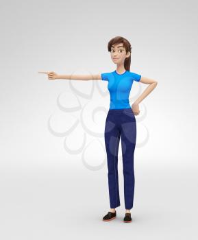 3D Rendered Animated Character in Casual Clothes, Isolated on White Spotlight Background
