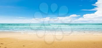 Tropical beach. Panoramic summer shot day landscape
