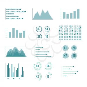 Vector charts and graphs. Line illustration set isolate on white background. Business chart statistic report, diagram finance profit