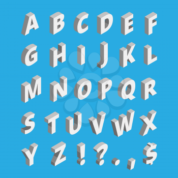 Isometric alphabet. Techno font with block letters. Vector alphabet isometric type illustration