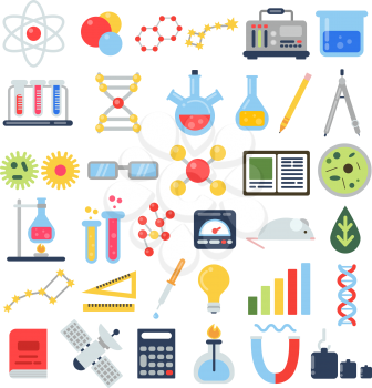 Scientific equipment for chemical testing. Science vector icon set. Chemistry science, scientific equipment and chemical tube illustration