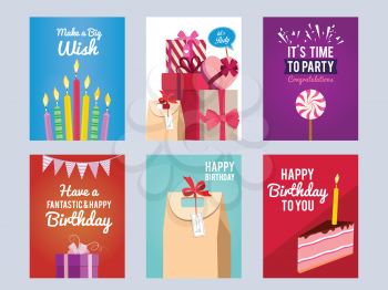 Invitation cards for kids birthday party. Vector design template with place for your text. Collection of banners birthday party illustration