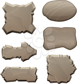 Panels from stones and rocks. Vector pictures isolate. Stone and rock panel, illustration of interface game