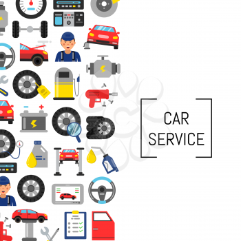 Vector background with flat style car service elements and place for text. Banner car service concept illustration