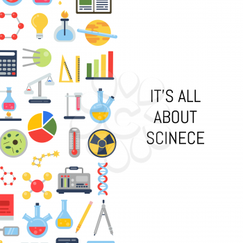 Vector flat style science icons background with place for text illustration