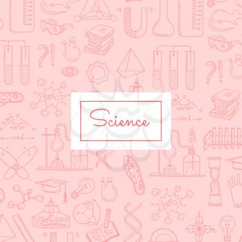 Vector sketched science or chemistry elements background with place for text illustration