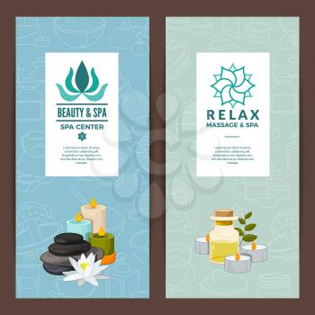 Vector vertical card or flyer with logo illustration for beauty and spa salon or bath shop