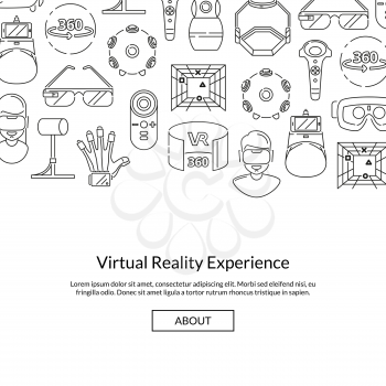 Vector banner and poster background with linear style virtual reality elements and place for text