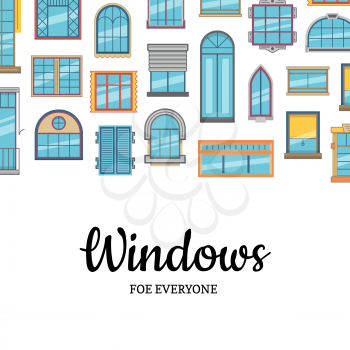 Vector banner and poster window flat icons background with place for text illustration