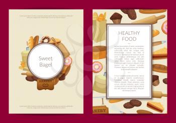 Vector cartoon bakery card or flyer template illustration. Banner and poster