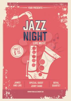 Musical Poster in retro style. Invitation for music festival. Vector design template with place for your text. Jazz poster music, musical band invitation illustration